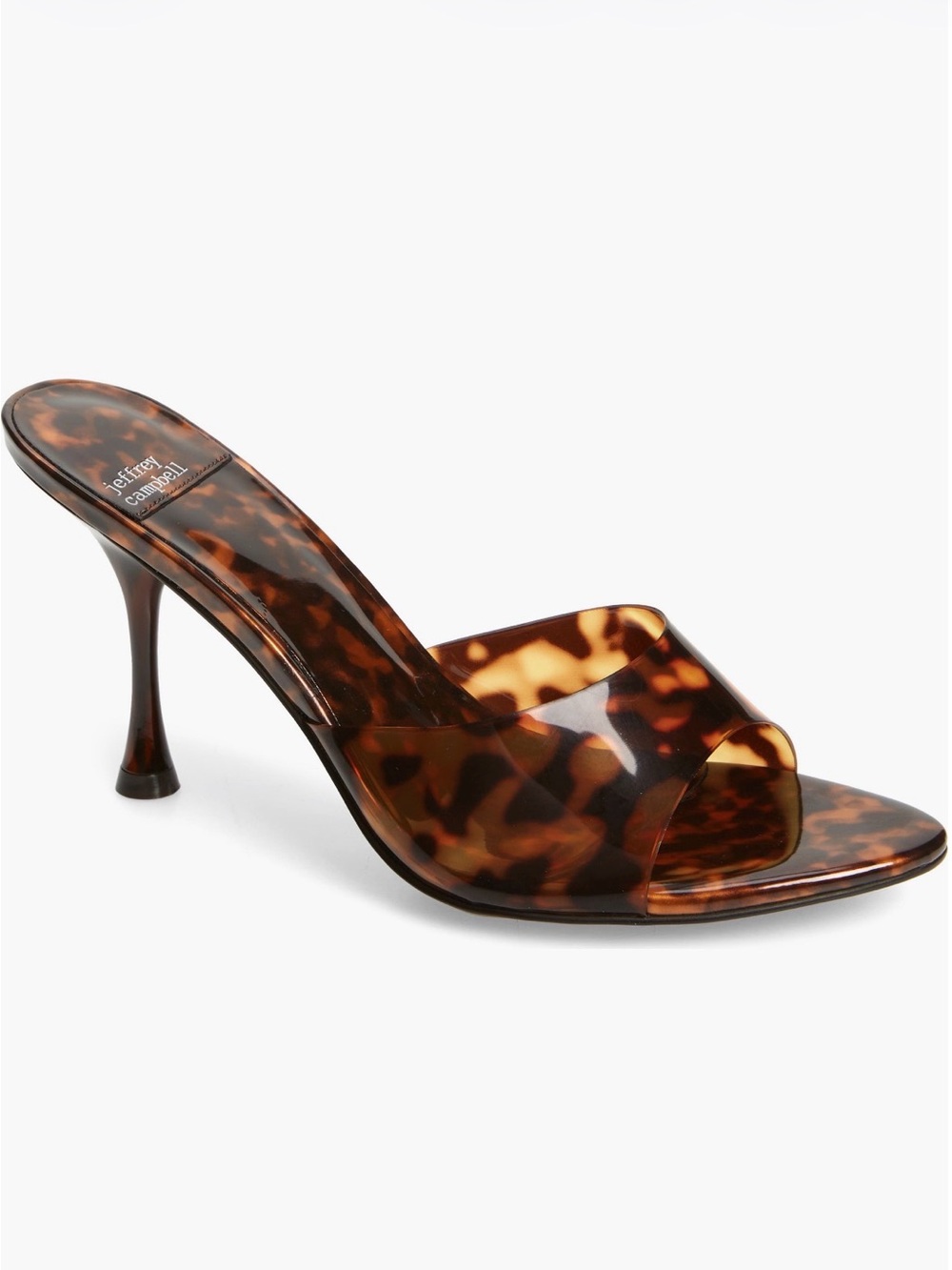Jeffrey Campbell Tortoiseshell Patent Slide Mule - Brown/Amber